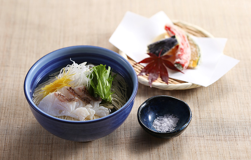 鯛にゅう麺と野菜天婦羅 粋旬