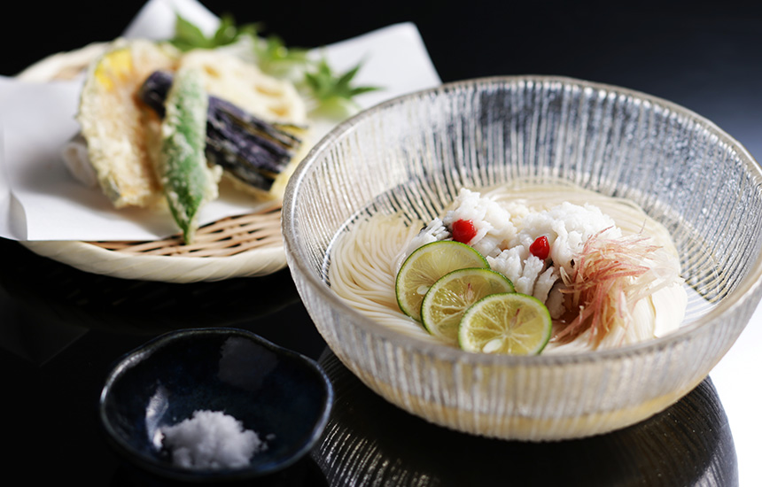 鱧のすだち素麺と野菜天ぷら 粋旬